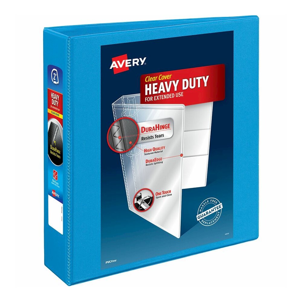 Avery&reg; Heavy-duty Nonstick View Binder - 2" Binder Capacity - Letter - 8 1/2" x 11" Sheet Size - 500 Sheet Capacity - 3 Ring - Fastener: Slant D-Ring - Pocket: 4, Internal - Poly - Light Blue - Re. Picture 5