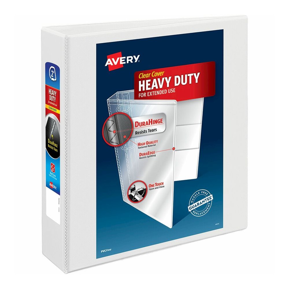 Avery&reg; Heavy-duty Nonstick View Binder - 2" Binder Capacity - Letter - 8 1/2" x 11" Sheet Size - 500 Sheet Capacity - 3 Ring - Fastener: Slant D-Ring - Pocket: 4, Internal - Poly - White - Recycle. Picture 5