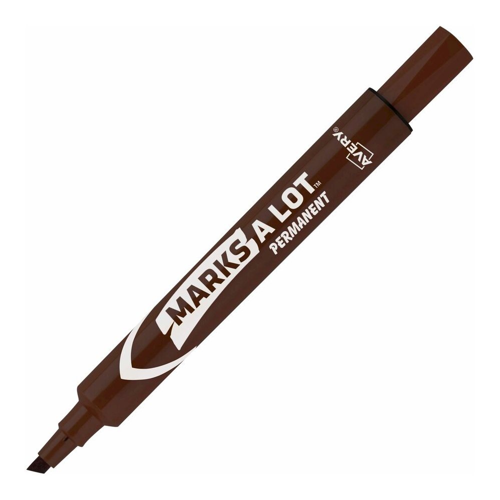 Avery&reg; Marks A Lot Marks-A-Lot Desk-Style Permanent Markers - Large - Brown Ink - Brown Plastic Barrel - 1 Dozen. Picture 2