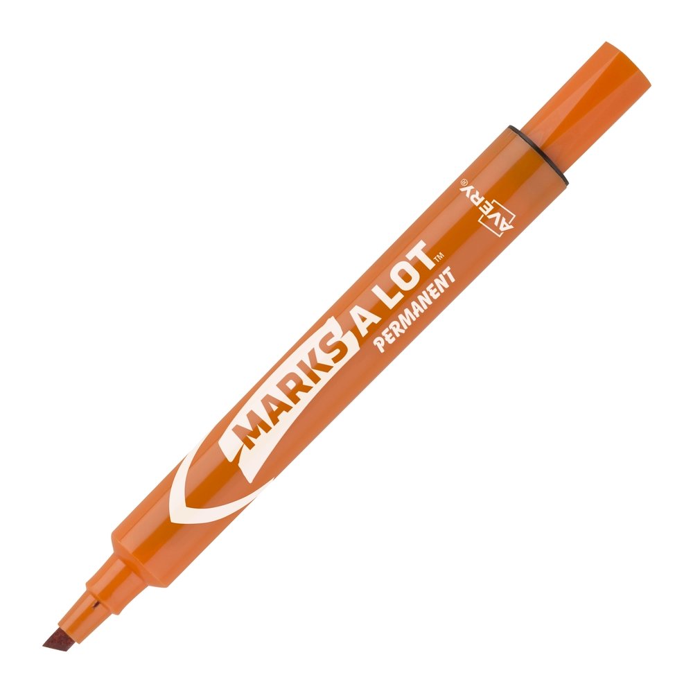 Avery&reg; Marks A Lot Large Desk-Style Permanent Markers - Orange Ink - Orange Plastic Barrel - 1 Dozen. Picture 2