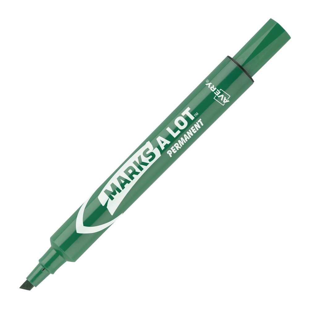 Avery&reg; Marks A Lot Large Desk-Style Permanent Markers - Green Ink - Green Plastic Barrel - 1 Dozen. Picture 2