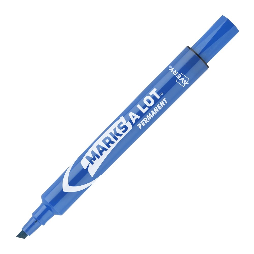 Avery&reg; Marks A Lot Large Desk-Style Permanent Markers - Blue Ink - Blue Plastic Barrel - 1 Dozen. Picture 4