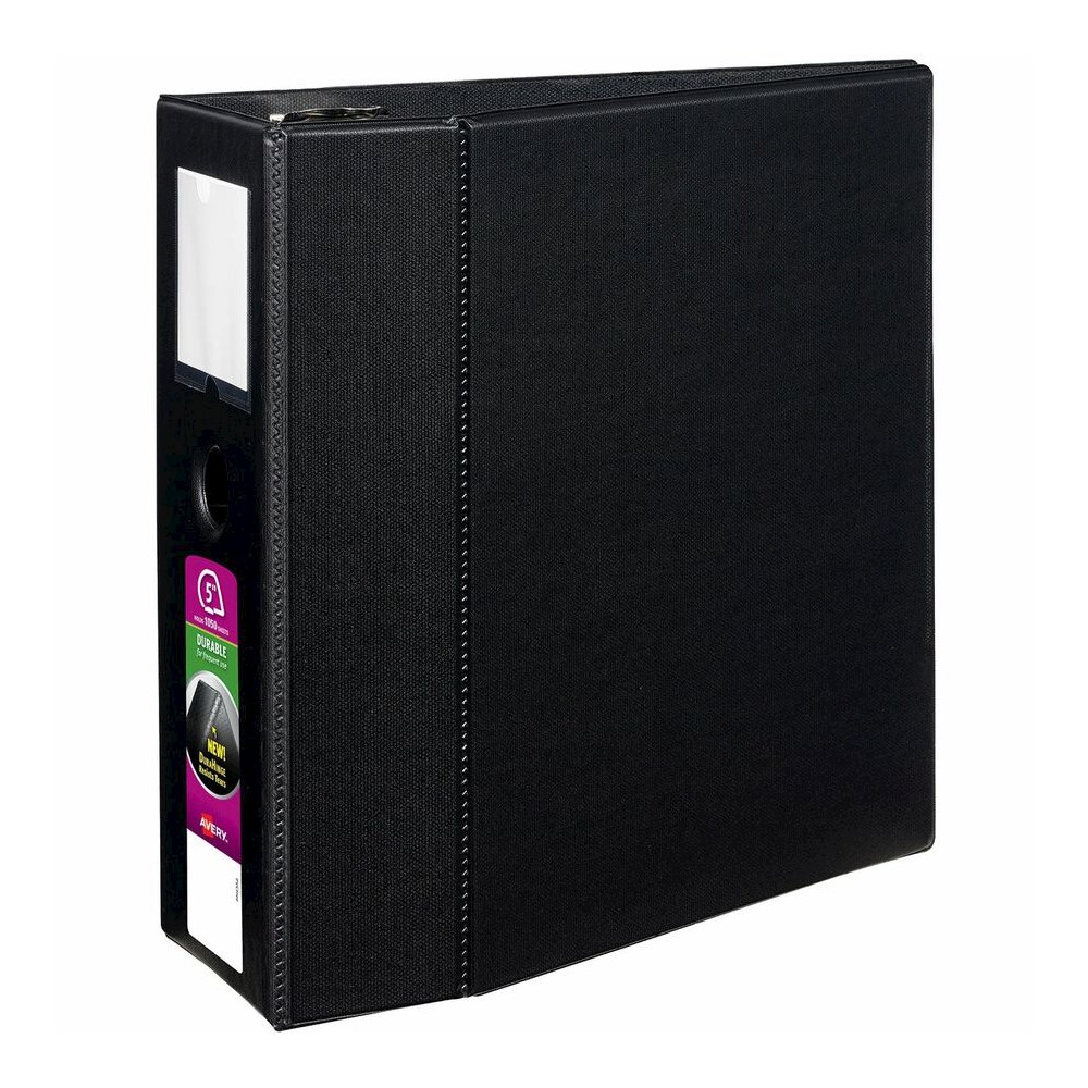 Avery&reg; DuraHinge Durable Binder with Label Holder - 5" Binder Capacity - Letter - 8 1/2" x 11" Sheet Size - 1050 Sheet Capacity - 3 Ring - Fastener: D-Ring - Pocket: 4, Internal - Poly - Black - R. Picture 2
