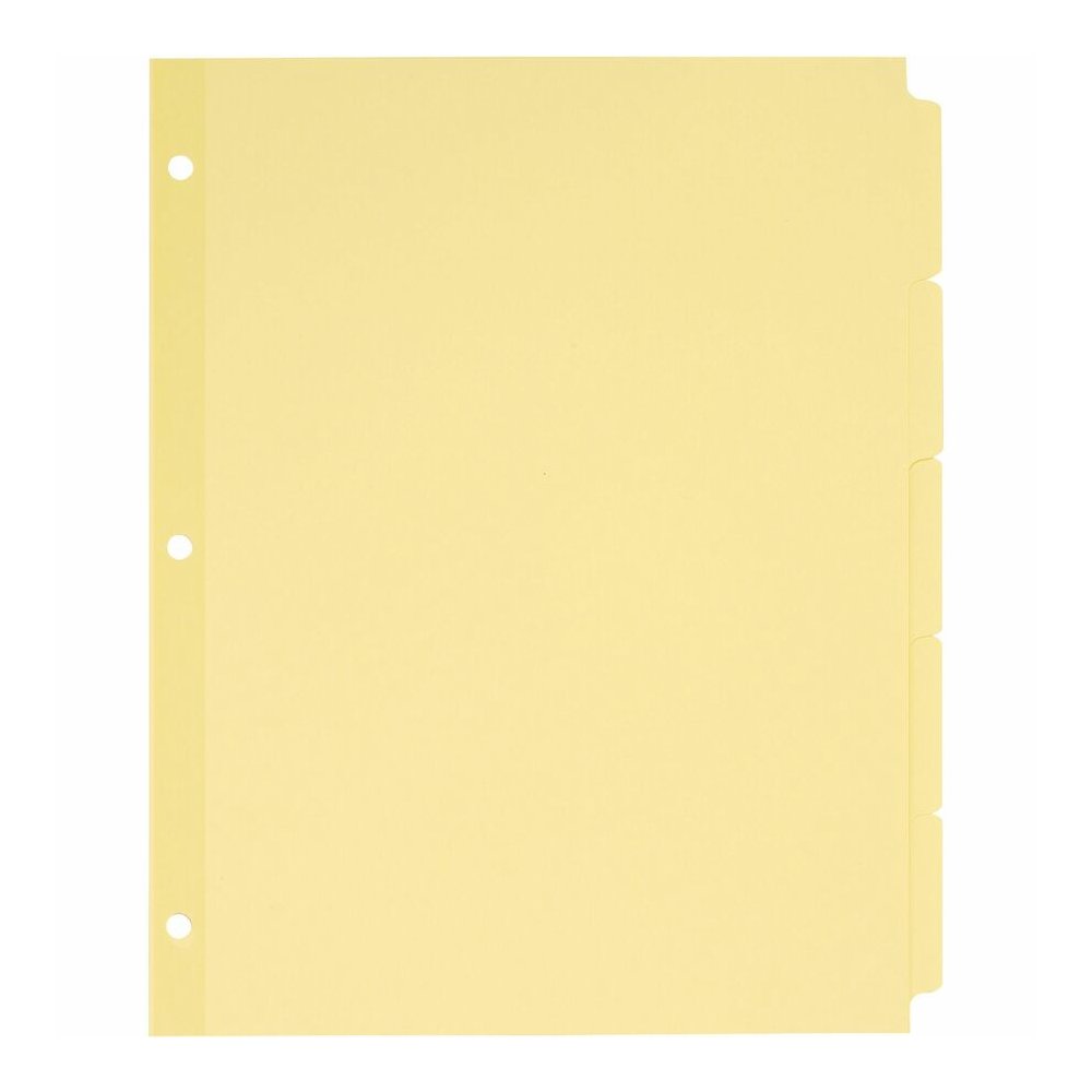 Avery&reg; Plain Tab Write-On Dividers - 5 x Divider(s) - Write-on Tab(s) - 5 Tab(s)/Set - 8.5" Divider Width x 11" Divider Length - Letter - Paper Divider - Buff Tab(s) - 30% Recycled - Reinforced, N. Picture 3