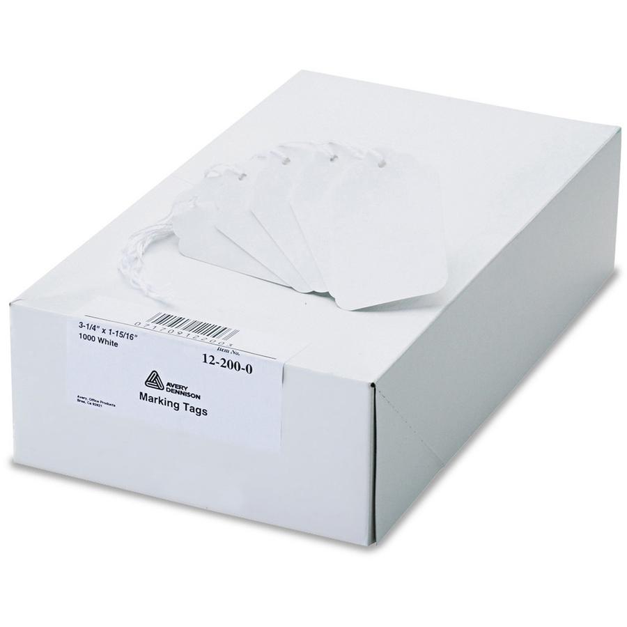 Avery&reg; White Marking Tags - 3.25" Length x 1.94" Width - Rectangular - Twine Fastener - 1000 / Box - Polyester, Cotton - White. Picture 5