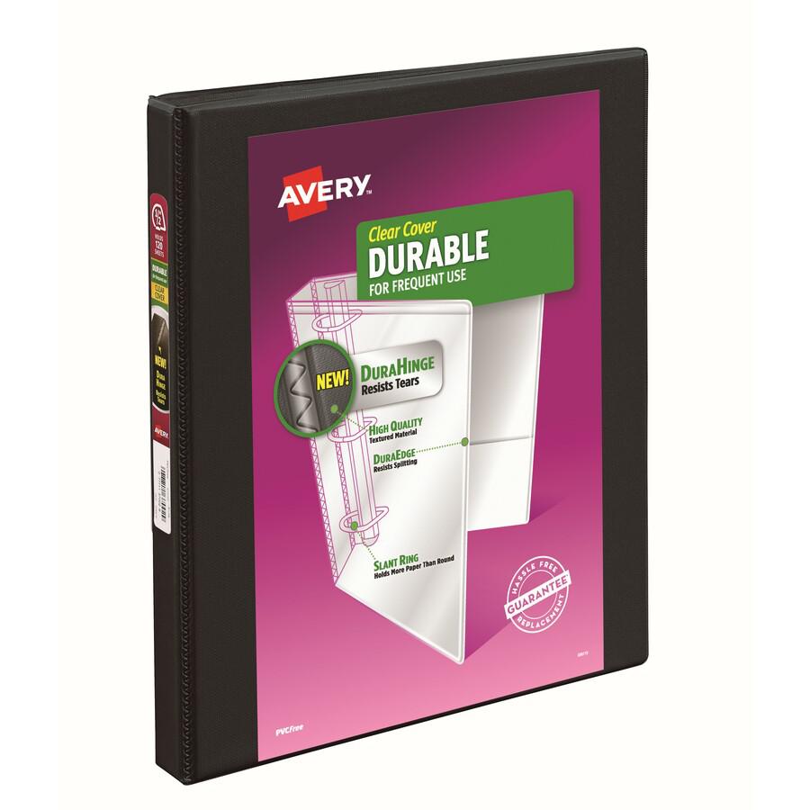 Avery&reg; Durable View 3 Ring Binder - 1/2" Binder Capacity - Letter - 8 1/2" x 11" Sheet Size - 120 Sheet Capacity - 3 x Slant Ring Fastener(s) - 2 Pocket(s) - Polypropylene - Recycled - Pocket, Dur. Picture 2