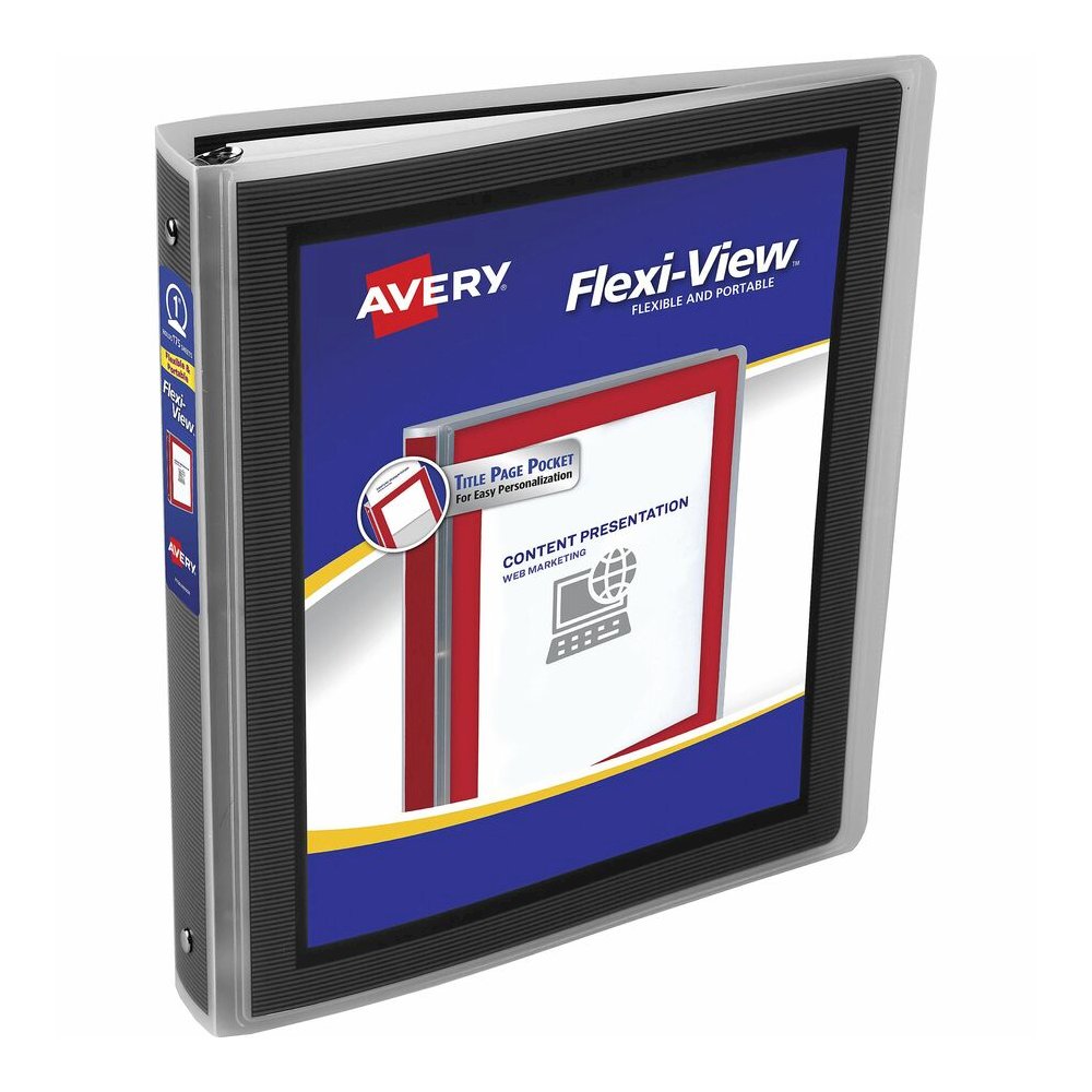 Avery&reg; Flexi-View 3 Ring Binder - 1" Binder Capacity - Letter - 8 1/2" x 11" Sheet Size - 175 Sheet Capacity - 1 2/5" Spine Width - 3 Ring - Fastener: Round Ring - Pocket: 1, Internal - Polypropyl. Picture 2