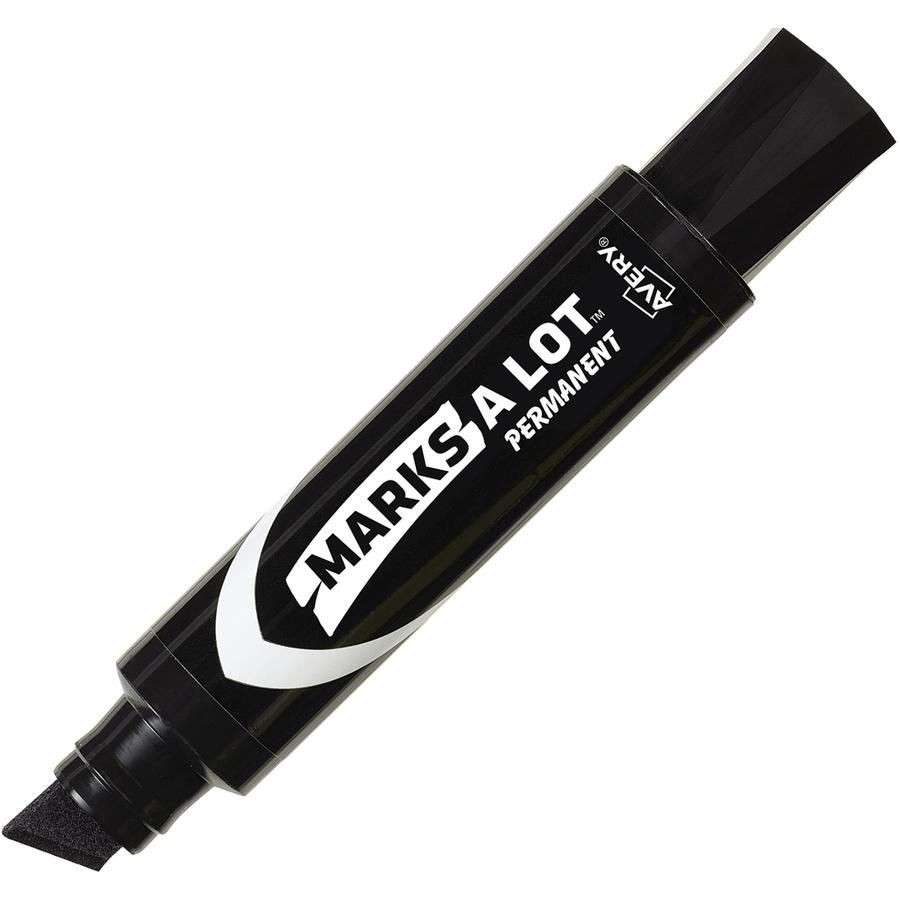 Avery&reg; Marks A Lot Marks A Lot Permanent Markers, Jumbo Desk-Style, 12 Black (24148) - Black Ink - Black Barrel - Metal, Plastic, Classroom, Office, Warehouse - 12. Picture 2