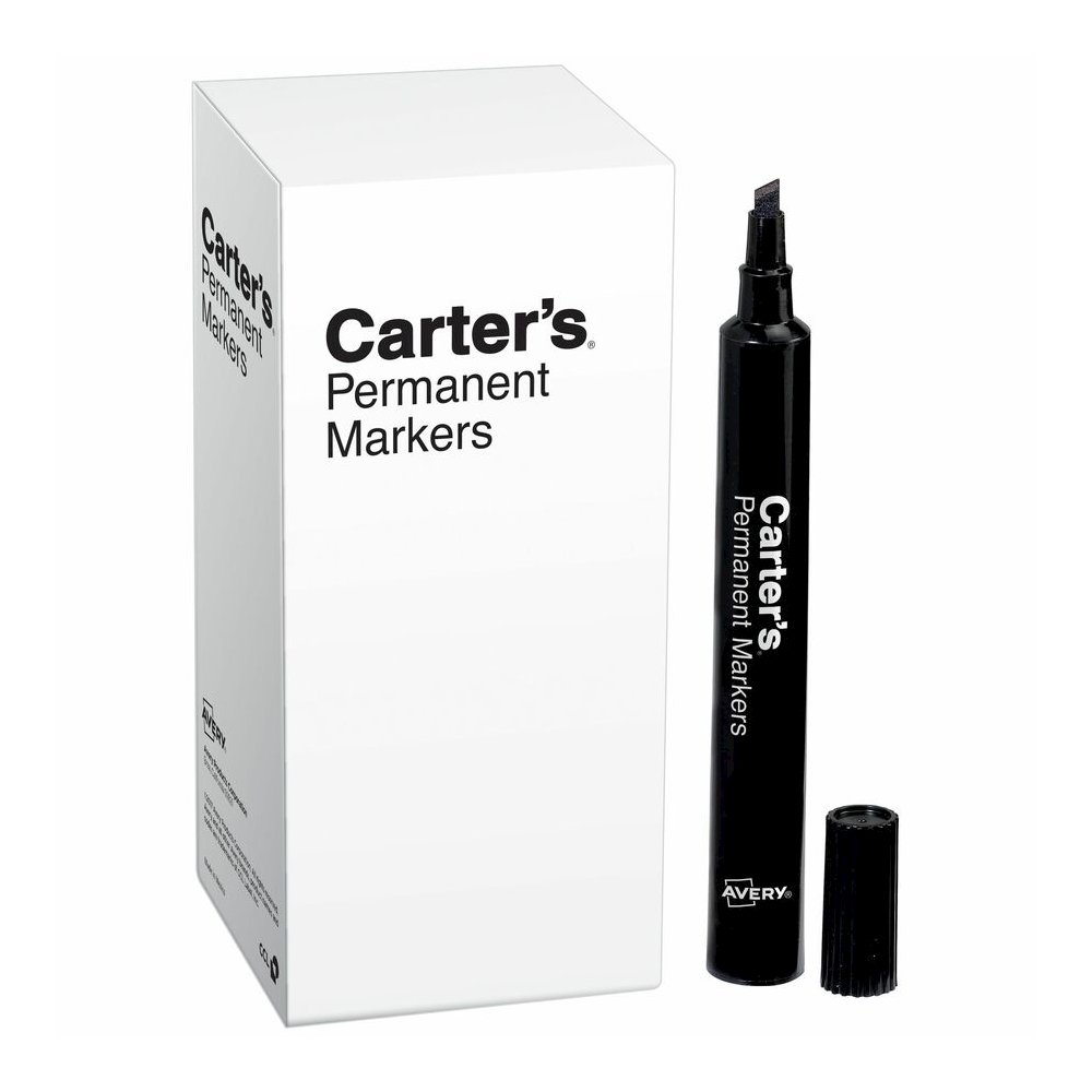 Carter's&reg; Permanent Markers, Large Desk-Style, 12 Black (27178) - 4.7625" Chisel Marker Point - Black Ink - Office, Warehouse, Classroom, Metal, Plastic - 12. Picture 2