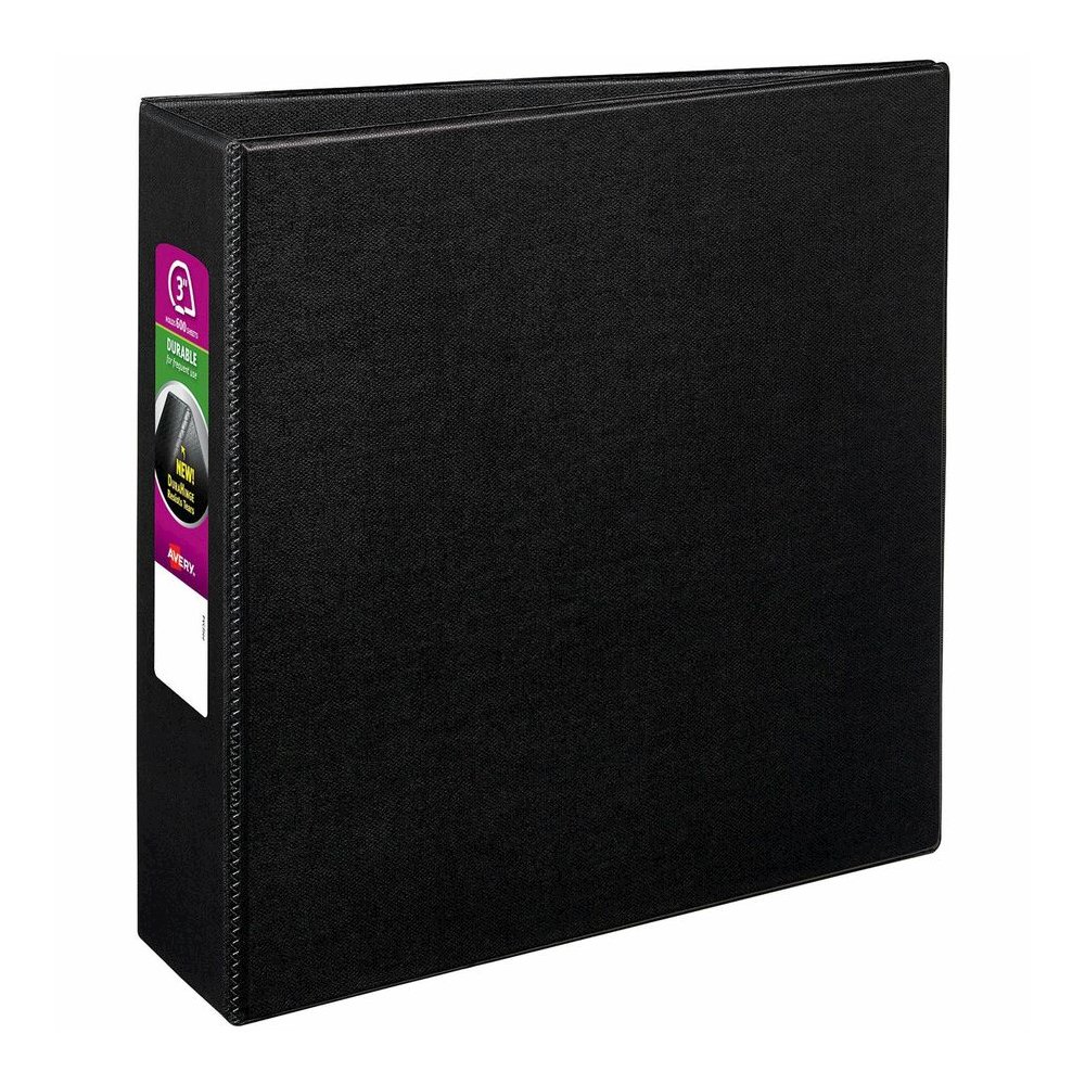 Avery&reg; Durable Binder - DuraHinge - 3" Binder Capacity - Letter - 8 1/2" x 11" Sheet Size - 600 Sheet Capacity - 3 Ring - Fastener: Slant D-Ring - Pocket: 2, Internal - Black - 1.98 lb - Recycled . Picture 6