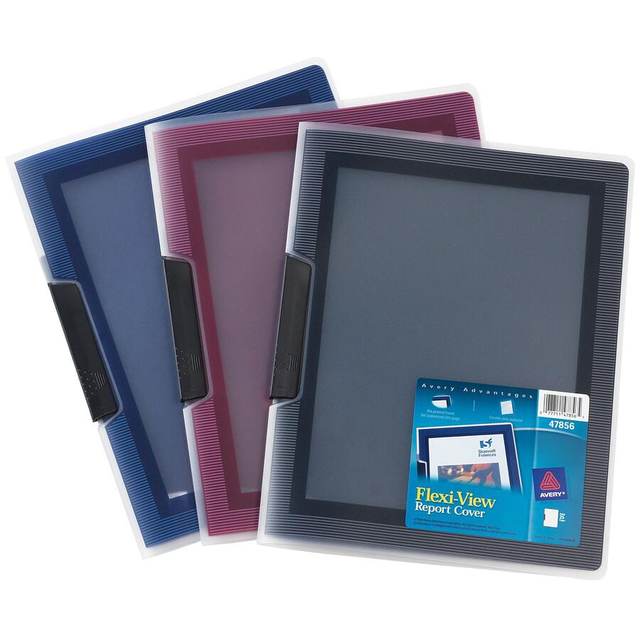 Avery&reg; Flexi-View Letter Report Cover - 8 1/2" x 11" - 25 Sheets Capacity - Polypropylene - Assorted - Preprinted, PVC-free, Spine - 0% Recycled - 24 / Box. Picture 4