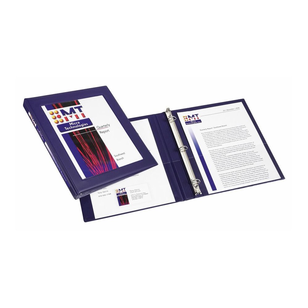 Avery Heavy-Duty Framed View Binder, 0.5" Slant Rings, Navy Blue - Avery&reg; Heavy-Duty Framed View 3 Ring Binder, 0.5" Slant Rings, 1 Navy Blue Binder (68051). Picture 2