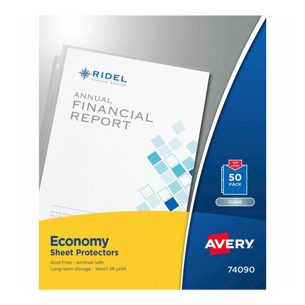 Avery&reg; Economy-Weight Sheet Protectors - For Letter 8 1/2" x 11" Sheet - Clear - Polypropylene - 50 / Box. Picture 3