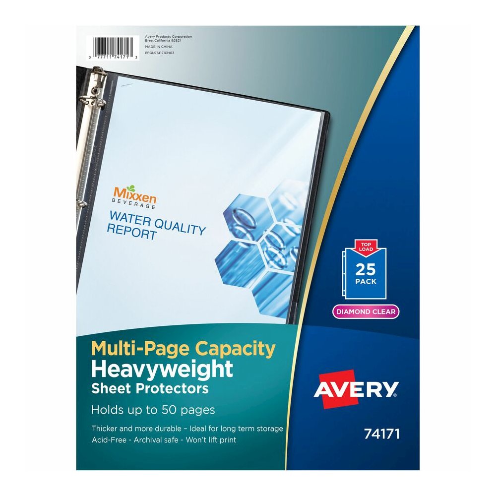 Avery&reg; Diamond Clear Multi-Page Capacity Sheet Protectors - 50 x Sheet Capacity - For Letter 8 1/2" x 11" Sheet - Clear - Polypropylene - 25 / Pack. Picture 5