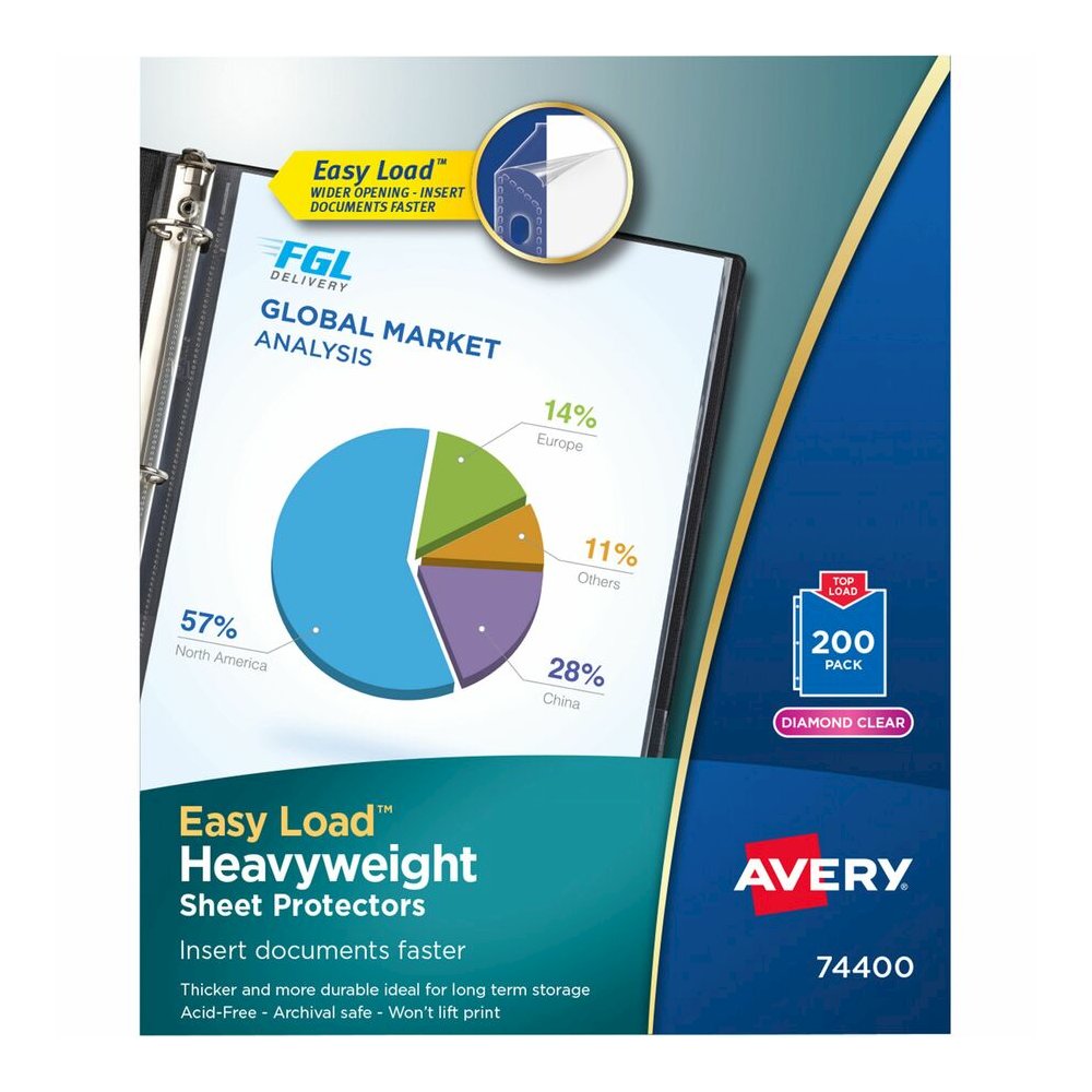 Avery&reg; Heavyweight Sheet Protectors - For Letter 8 1/2" x 11" Sheet - Diamond Clear - Polypropylene - 200 / Box. Picture 2