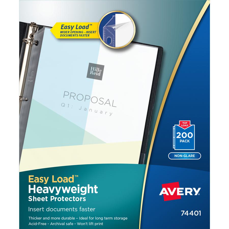 Avery&reg; Non-Glare Heavyweight Sheet Protectors - For Letter 8 1/2" x 11" Sheet - Clear - Polypropylene - 1 Box. Picture 4