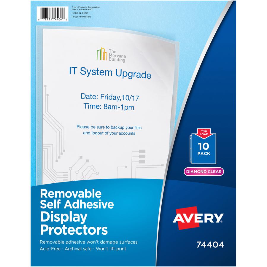 Avery&reg; Display Protectors - 20 x Sheet Capacity - For Letter 8 1/2" x 11" Sheet - Top Loading - Clear - Polypropylene - 10 / Pack. Picture 2