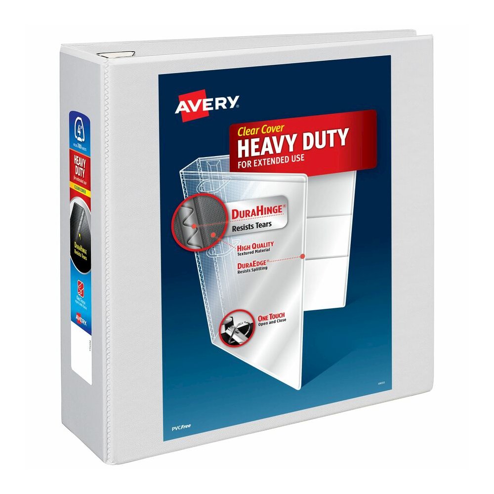 Avery&reg; Heavy-Duty Binder, 4" One Touch EZD(R) Rings, White (79104) - Avery&reg; Heavy-Duty View 3 Ring Binder, 4 Inch One Touch EZD(R) Rings, 780-Sheet Capacity, 4.5 Inch Wide Spine, Customizable . Picture 2