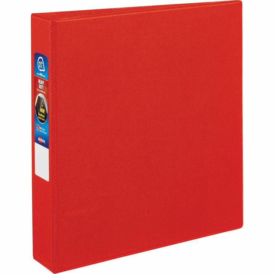 Avery&reg; Heavy-duty Binder - One-Touch Rings - DuraHinge - 1 1/2" Binder Capacity - Letter - 8 1/2" x 11" Sheet Size - 400 Sheet Capacity - Ring Fastener(s) - 4 Pocket(s) - Polypropylene - Recycled . Picture 5