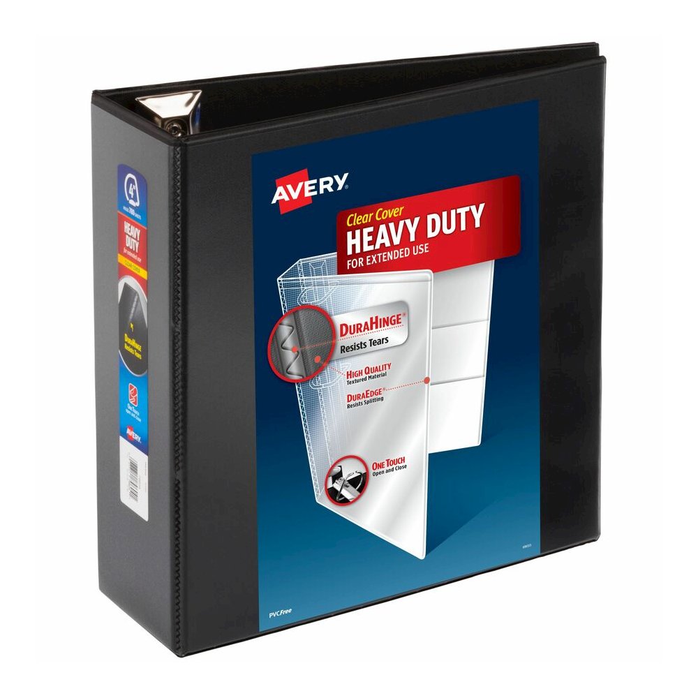 Avery&reg; Heavy-Duty Binder, 4" One Touch EZD(R) Rings, Black (79604) - Avery&reg; Heavy-Duty View 3 Ring Binder, 4 Inch One Touch EZD(R) Rings, 780-Sheet Capacity, 4.5 Inch Wide Spine, Customizable . Picture 4