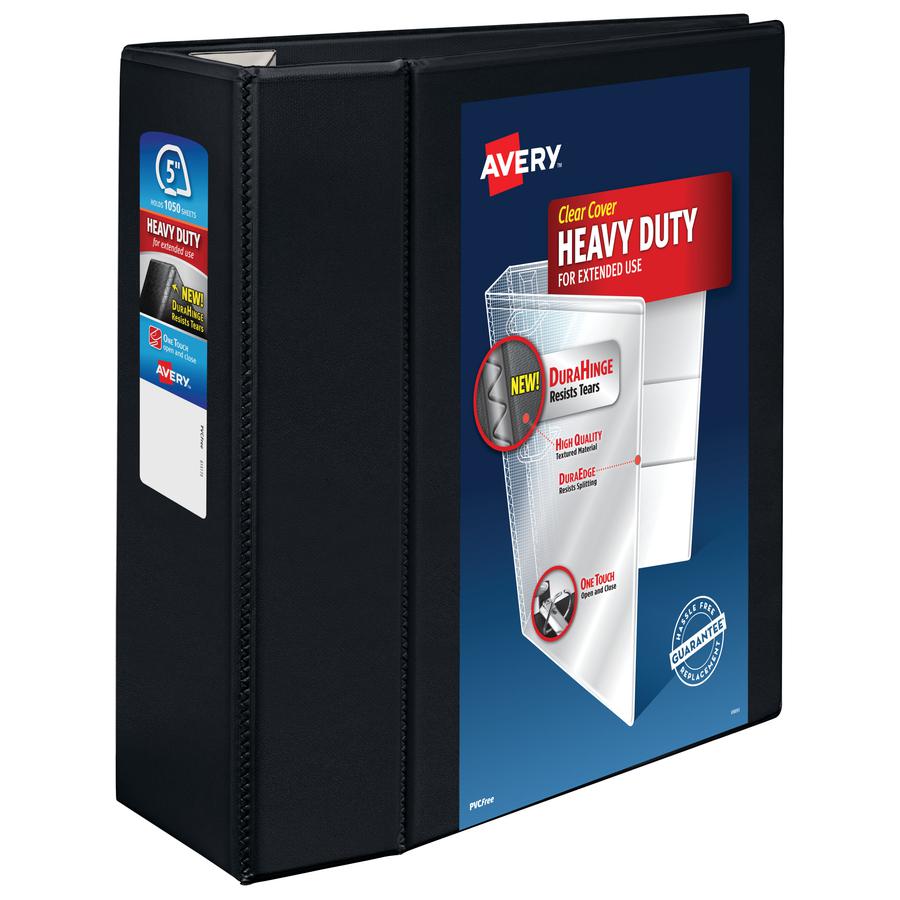 Avery&reg; Heavy-Duty View Black 5" Binder (79606) - Avery&reg; Heavy-Duty View 3 Ring Binder, 5" One Touch EZD&reg; Rings, 2.3/4.8" Spine, 1 Black Binder (79606). Picture 2