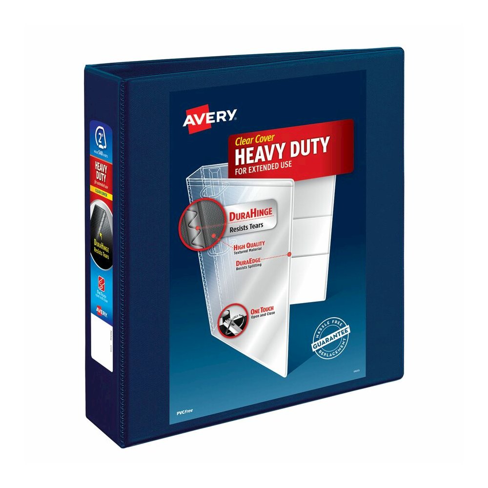 Avery Heavy-Duty View 3 Ring Binder, 2" EZD Rings, Navy Blue - Avery&reg; Heavy-Duty View 3 Ring Binder, 2" One Touch EZD(R) Rings, 1 Navy Blue Binder (79802). Picture 2