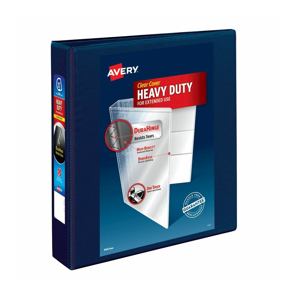Avery Heavy-Duty View 3 Ring Binder, 1.5" EZD Rings, Navy Blue - Avery&reg; Heavy-Duty View 3 Ring Binder, 1.5" One Touch EZD(R) Rings, 1 Navy Blue Binder (79805). Picture 2