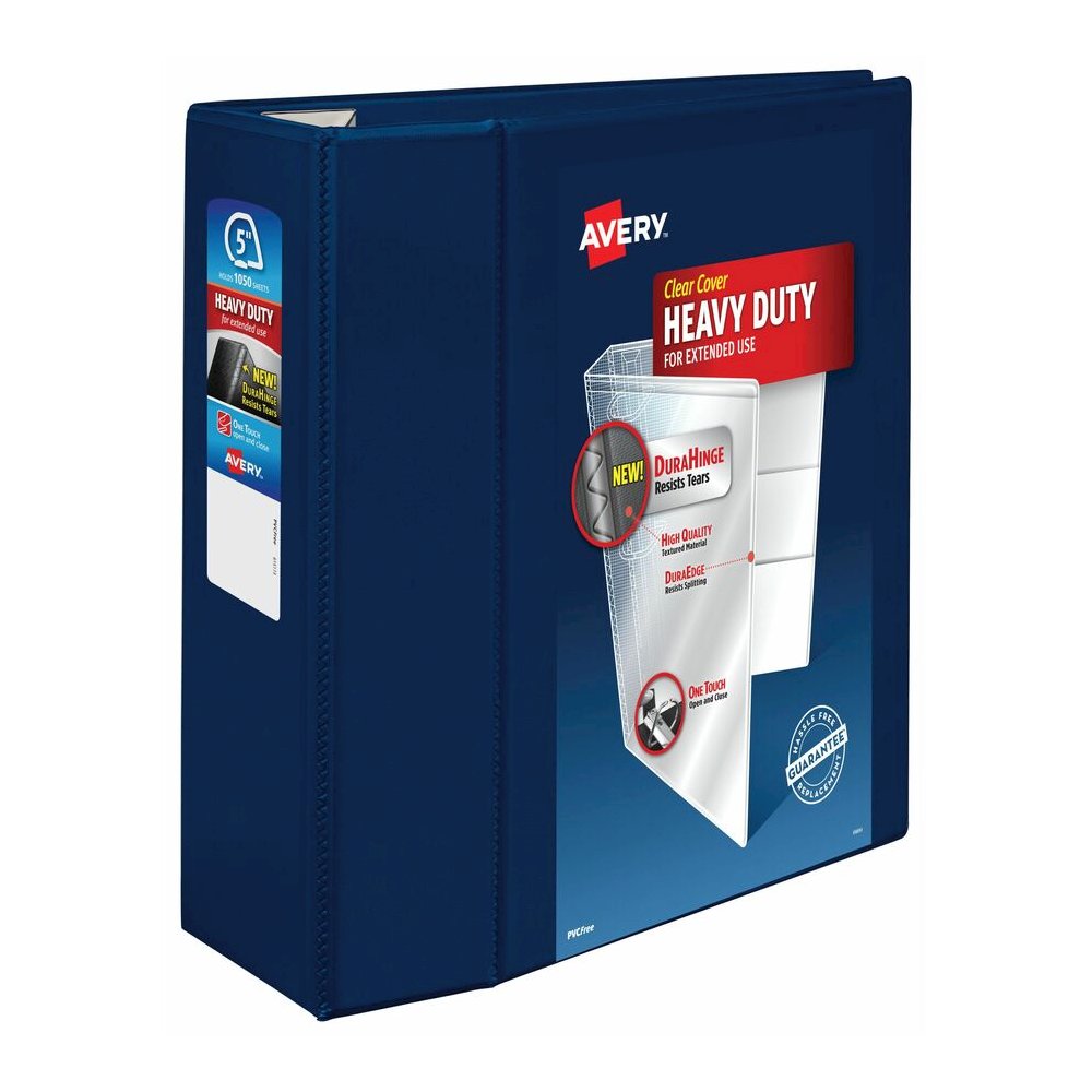 Avery&reg; Heavy-Duty View Navy Blue 5" Binder (79806) - Avery&reg; Heavy-Duty View 3 Ring Binder, 5" One Touch EZD(R) Rings, 2.3/4.8" Spine, 1 Navy Blue Binder (79806). Picture 4