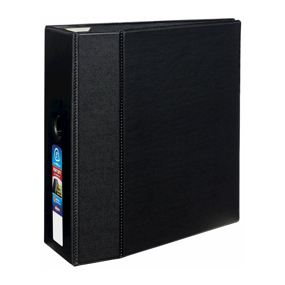 Avery&reg; 5" Heavy-Duty Binder - 5" Binder Capacity - Letter - 8 1/2" x 11" Sheet Size - 1050 Sheet Capacity - 5" Ring - Fastener: Ring - Pocket: 4, Internal - Polypropylene - Black - Recycled - Pock. Picture 2