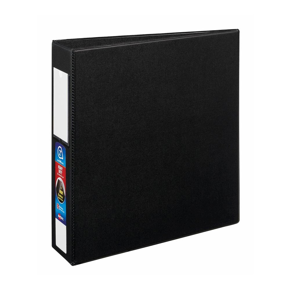 Avery&reg; Heavy Duty Binder 2" , One Touch™ Locking D Rings, Black - 2" Binder Capacity - Letter - 8 1/2" x 11" Sheet Size - 540 Sheet Capacity - Fastener: Ring - Pocket: 4, Internal - Polyprop. Picture 2