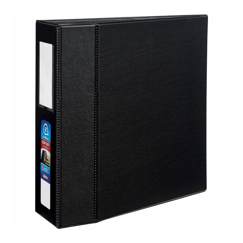Avery&reg; Heavy Duty Binder 4" , One Touch™ Locking D Rings, Black - 4" Binder Capacity - Letter - 8 1/2" x 11" Sheet Size - 780 Sheet Capacity - 3 Ring - Fastener: Ring - Pocket: 4, Internal -. Picture 2