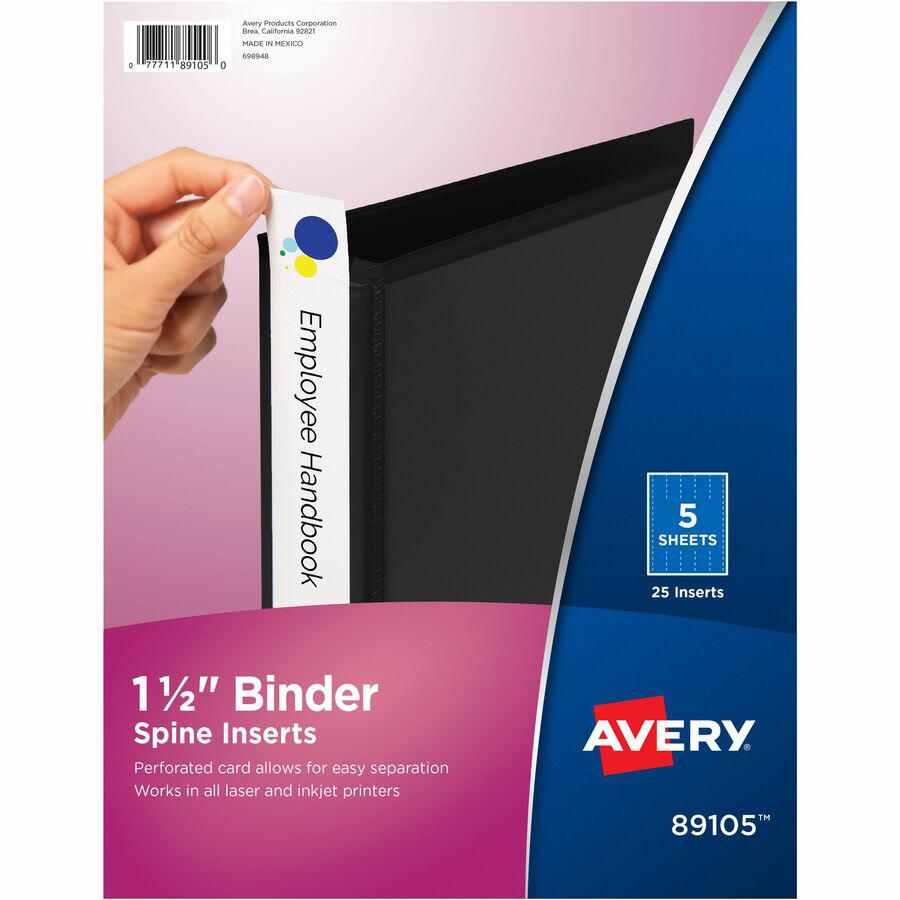 Avery&reg; Binder Spine Inserts - 1 1/2" Sheet - White - 25 / Pack. Picture 7