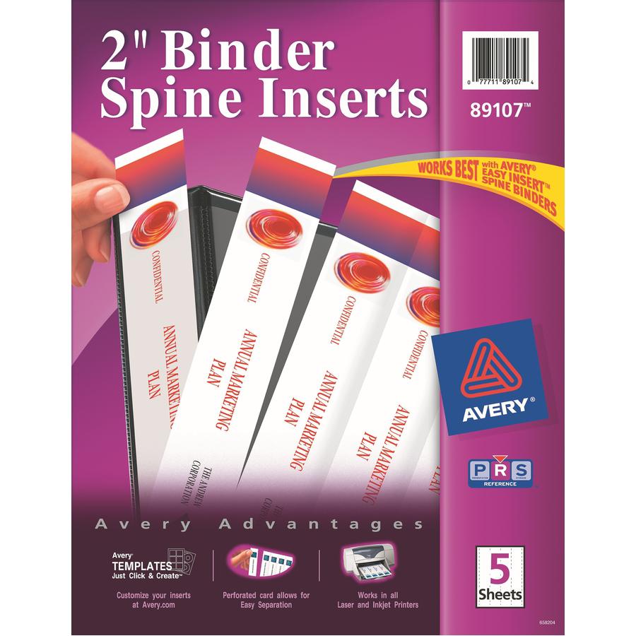 Avery&reg; Binder Spine Inserts - 2" Sheet - White - 20 / Pack. Picture 3