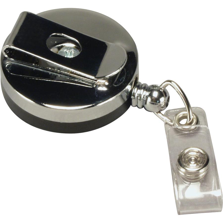 SICURIX Heavy-Duty ID Card Reel with Belt Clip - Plastic - 1 Each - Black. Picture 5