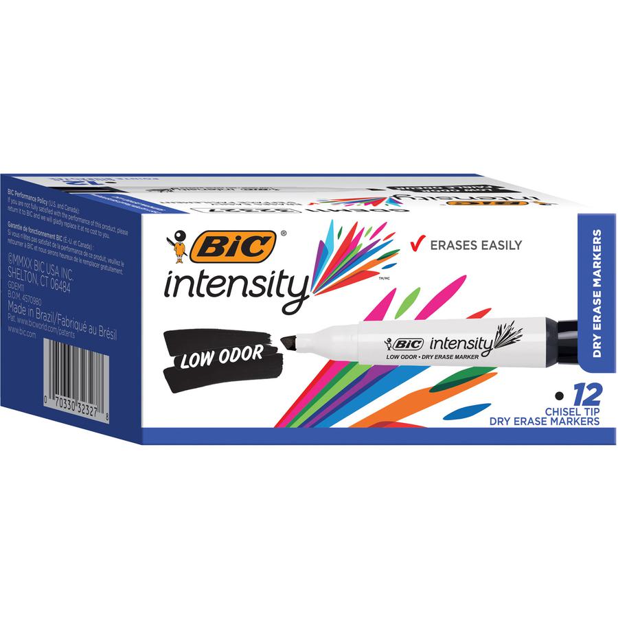 BIC Intensity Low Odor Dry Erase Markers - Chisel Marker Point Style - Black - 1 Dozen. Picture 7