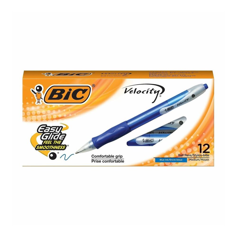 BIC Retractable Ballpoint Pens - Refillable - Retractable - Blue Ink - Translucent Blue Barrel - 1 Dozen. Picture 3