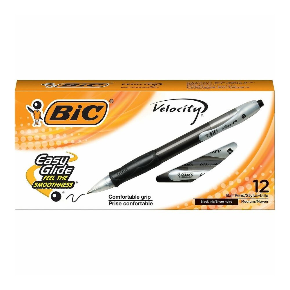 BIC Retractable Ballpoint Pens - Medium Pen Point - 1 mm Pen Point Size - Conical Pen Point Style - Refillable - Retractable - Black - Transparent Black Barrel - 1 Dozen. Picture 2