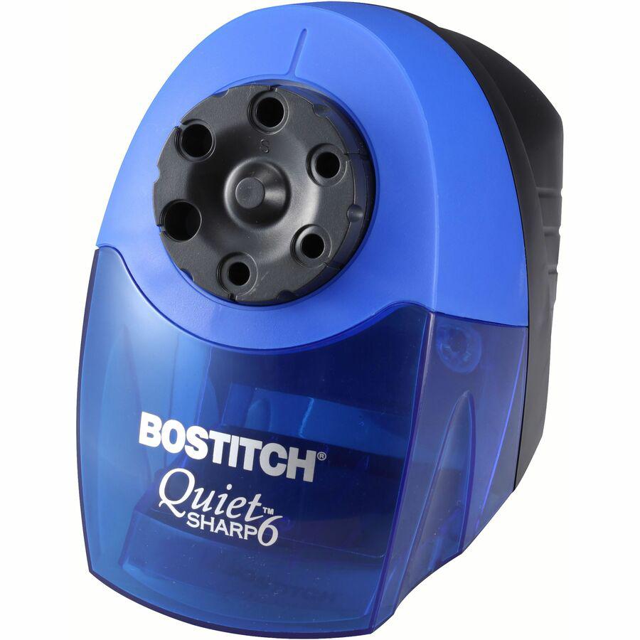 Bostitch QuietSharp 6 Heavy Duty Classroom Electric Pencil Sharpener - Desktop - 6 Hole(s) - 7.5" Height x 5" Width x 9" Depth - Black, Blue - 1 Each. Picture 12