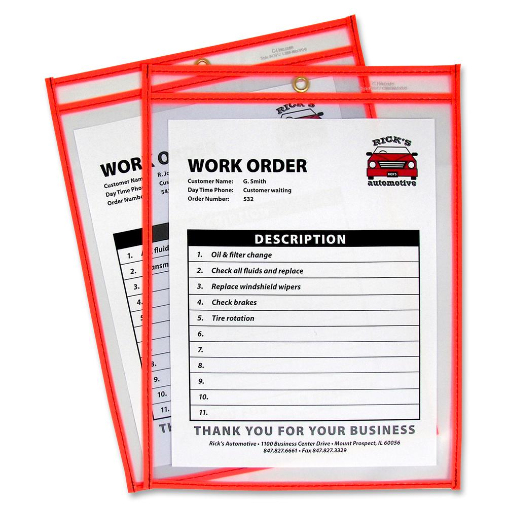 C-Line Neon Shop Ticket Holders, Stitched - Orange, Both Sides Clear, 9 x 12, 15EA/BX, 43912. Picture 3