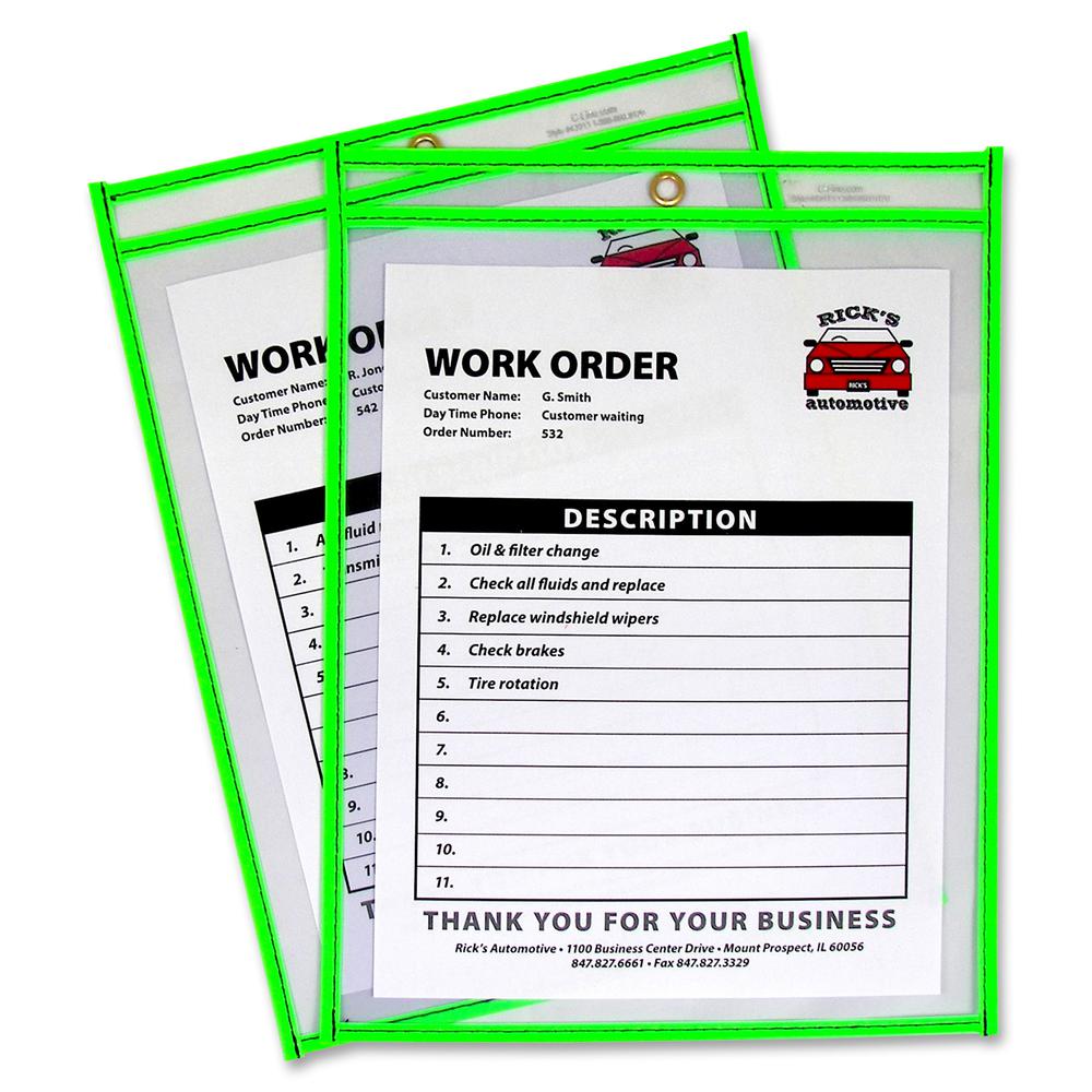 C-Line Neon Shop Ticket Holders, Stitched - Green, Both Sides Clear, 9 x 12, 15EA/BX, 43913. Picture 2