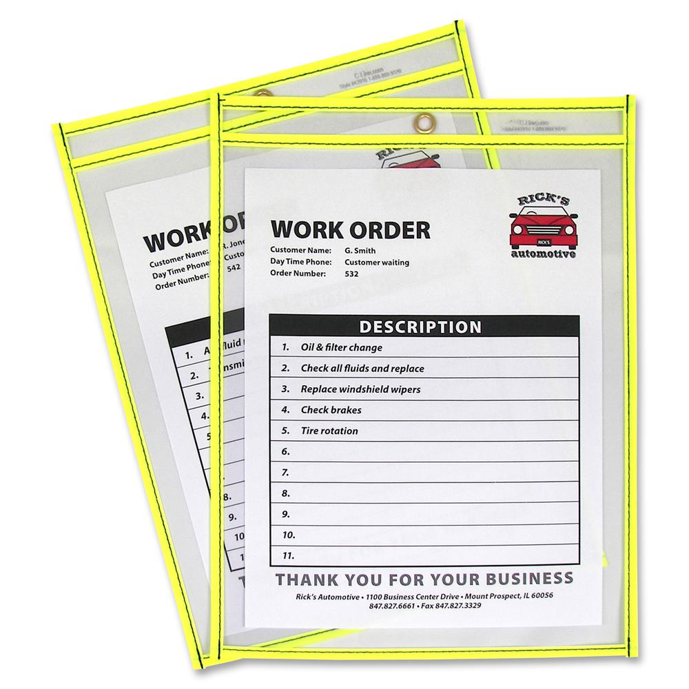 C-Line Neon Shop Ticket Holders, Stitched - Yellow, Both Sides Clear, 9 x 12, 15EA/BX, 43916. Picture 4