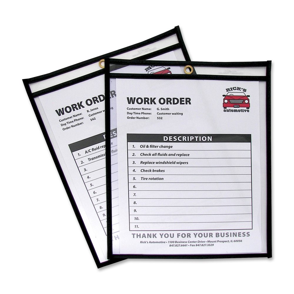 C-Line Stitched Vinyl Shop Ticket Holders - Support 8.50" x 11" Media - Vinyl - Black, Clear - Sturdy - 25 / Box. Picture 2