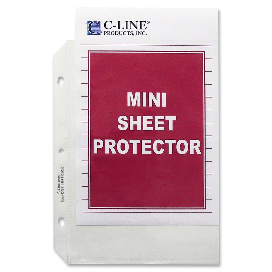 C-Line Heavyweight Poly Sheet Protectors - Mini Size, Clear, Top Loading, 8-1/2 x 5-1/2, 50/BX, 62058. Picture 3