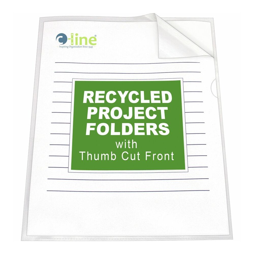 C-Line 62127 Letter Recycled Project File - 8 1/2" x 11" - Polypropylene - Clear - Tear Resistant, Static-free, Copy Safe, Non-glare - 70% Recycled - 25 / Box. Picture 2