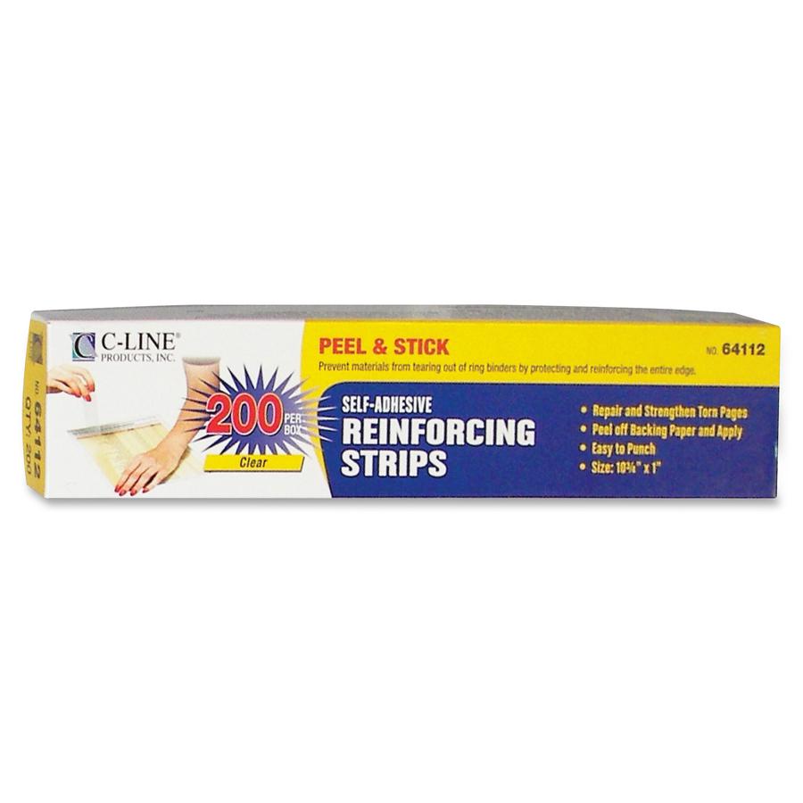 C-Line Self-Adhesive Attaching Strips - 3-Hole Punched, Peel & Stick, 11 x 1, 200/BX, 64713. Picture 4