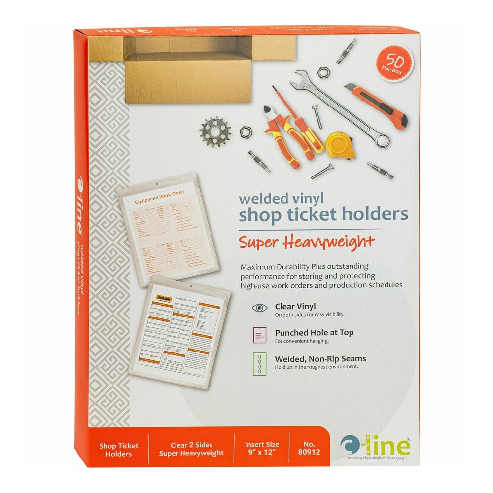 C-Line No Vinyl File Pocket - 9" x 12" - Vinyl - Clear - Punched - 50 / Box. Picture 2