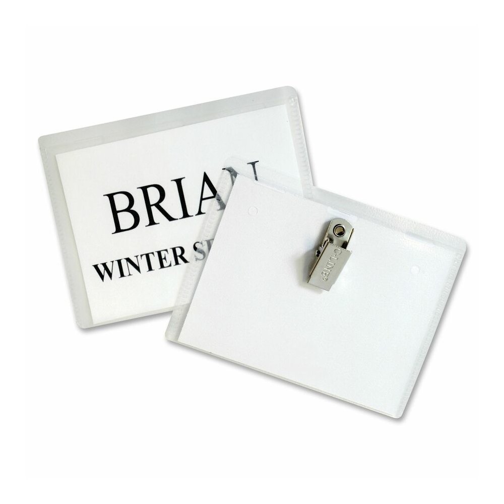 C-Line Laser/Inkjet Clip Style Badge Holder Kits - 2.3" Height x 3.5" Width - Vinyl - Clear - 50 / Box. Picture 2