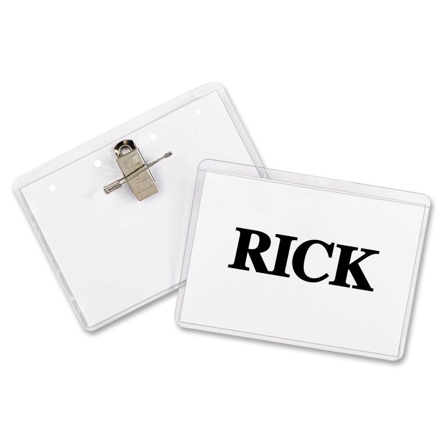 C-Line Clip/Pin Combo Style Name Badges - Sealed Holders with Inserts, 4 x 3, 50/BX, 95743. Picture 2