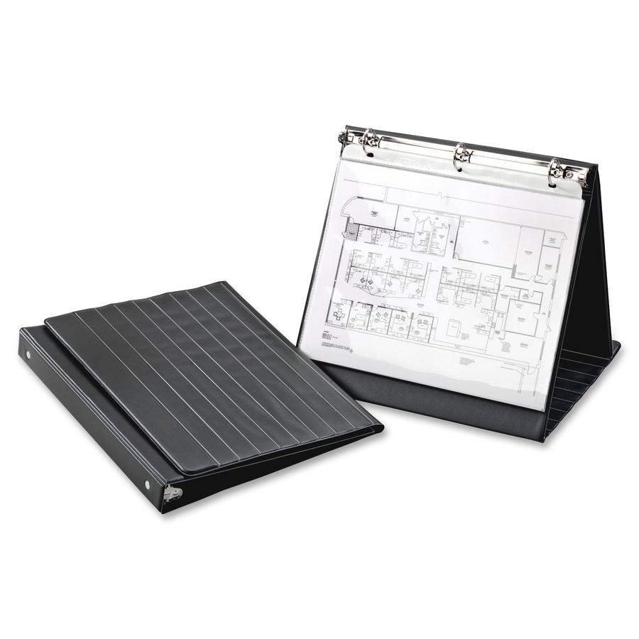 Cardinal Presentation Easel Round Ring Binders - 1" Binder Capacity - Letter - 8 1/2" x 11" Sheet Size - 225 Sheet Capacity - 3 x Round Ring Fastener(s) - Vinyl - Black - 1.04 lb - Hook & Loop Closure. Picture 2