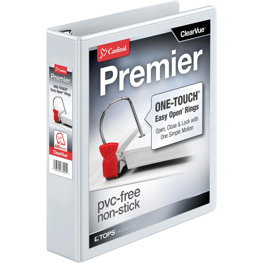 Cardinal EasyOpen Clearvue Slant D-Ring Binders - 1 1/2" Binder Capacity - Letter - 8 1/2" x 11" Sheet Size - 350 Sheet Capacity - 1 3/5" Spine Width - 3 x D-Ring Fastener(s) - 2 Inside Front & Back P. Picture 4